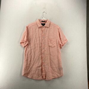 Rodd & Gunn 100% Linen Short Sleeve Button Up Shirt Pink Mens Size L‎